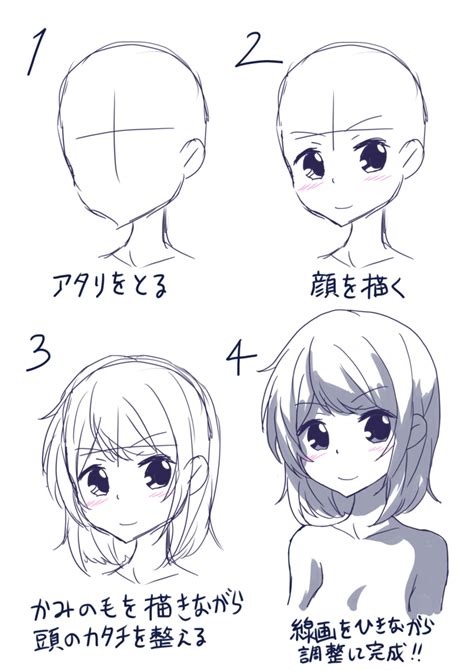 女の子 顔 書き方|丸い顔を描く.